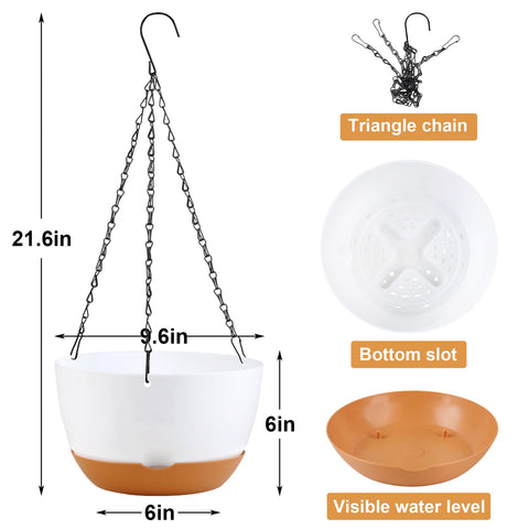KPUVX 3-pack hanging planters with iron chains for versatile mounting