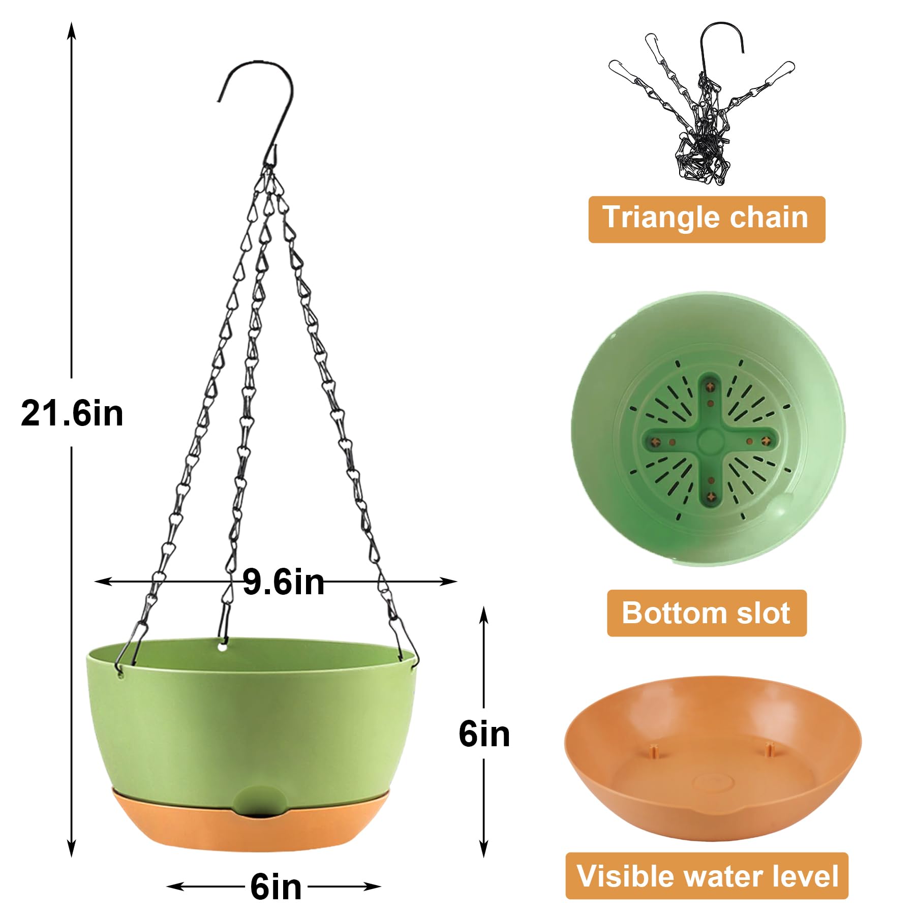 KPUVX lightweight sturdy hanging basket supports up to 10kg for versatile outdoor use.