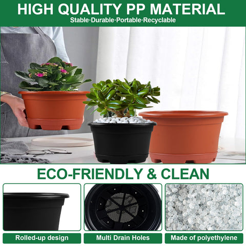KPUVX planters with drainage holes and trays to manage overflow