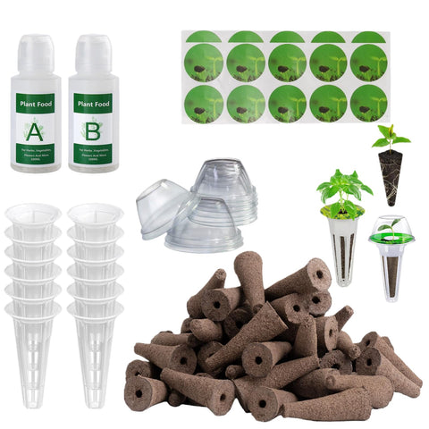KPWIN packaging for 58 hydroponics pods kit showing full contents.