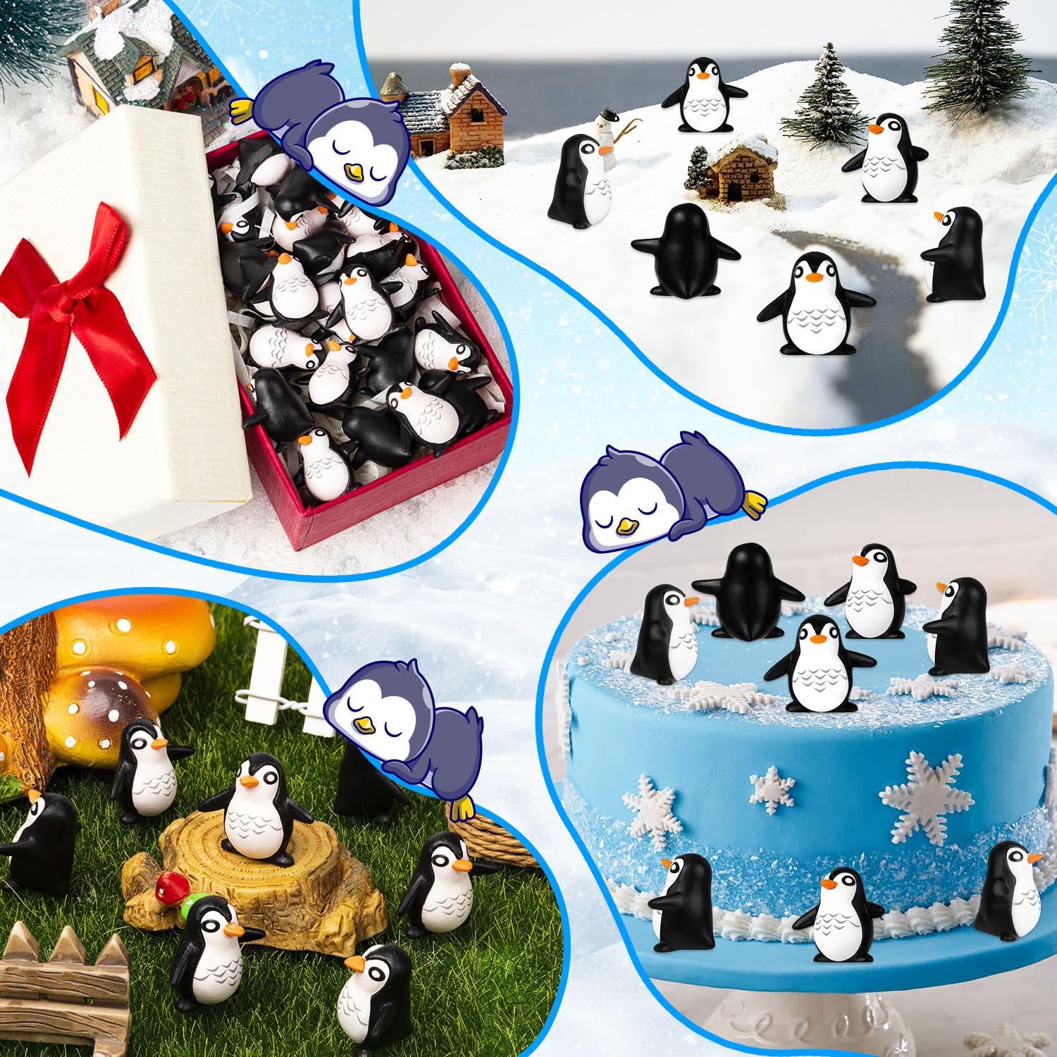 KQYSLXG penguin miniatures suitable for party decor and place settings.