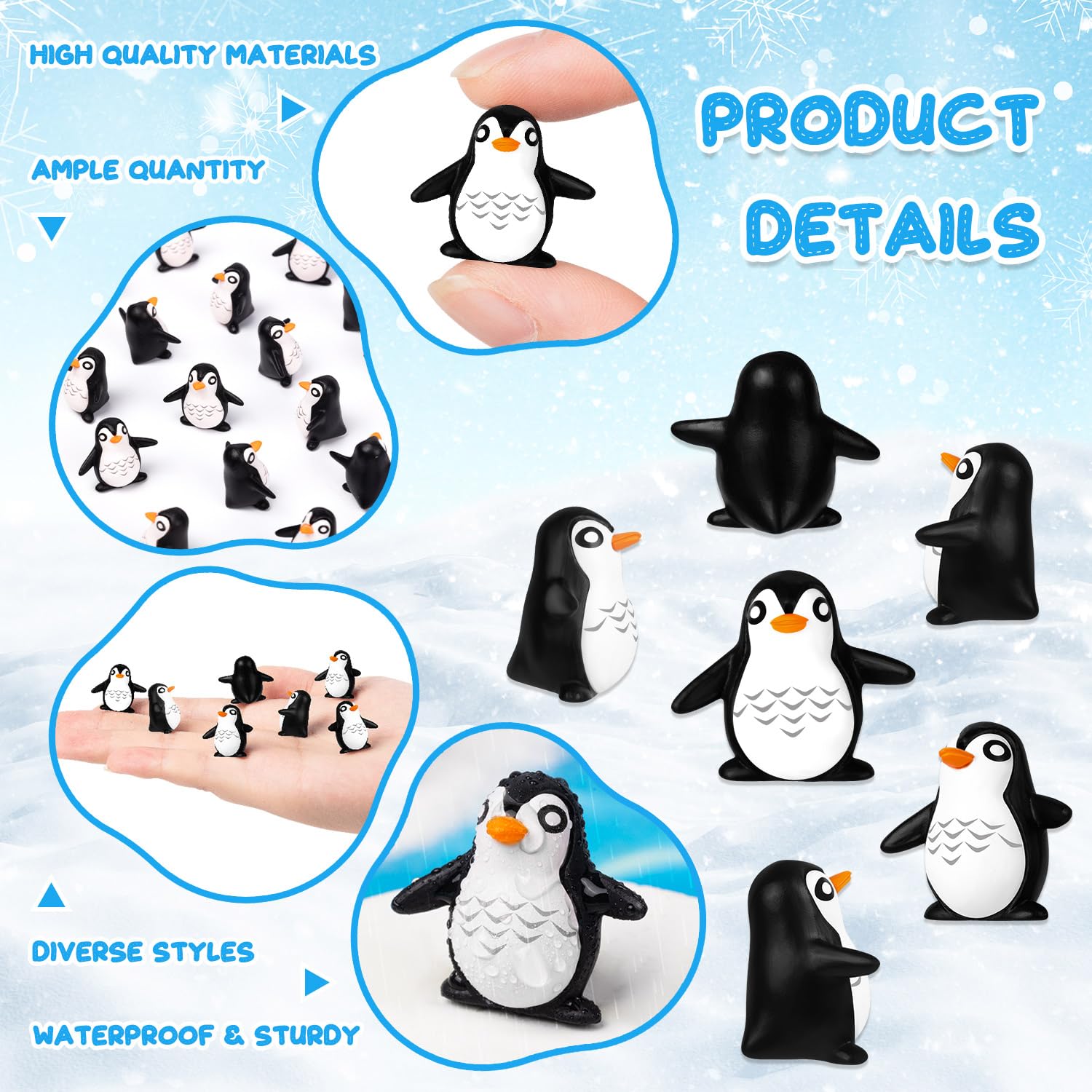 KQYSLXG penguin resin ornaments for home decor with a glossy finish.