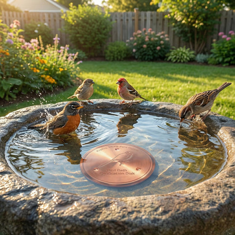 KraAra copper disk maintains consistent water contact for the birds.