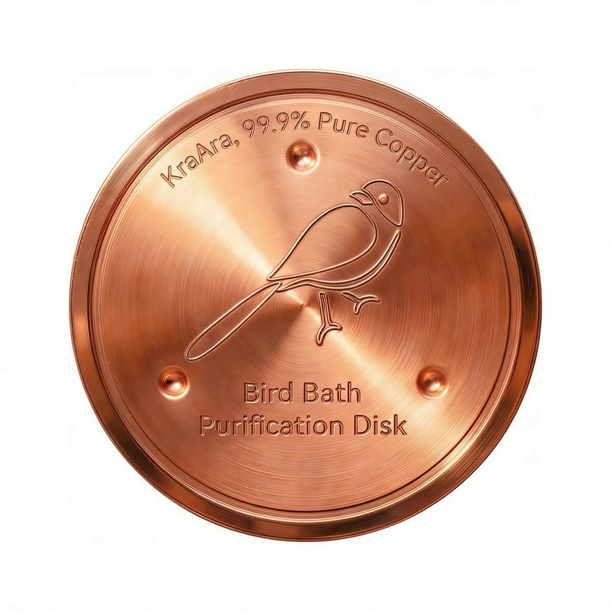 KraAra pure copper birdbath disk 4in showing durable outdoor insert for water clarity.