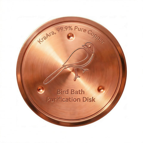 KraAra pure copper birdbath disk 4in showing durable outdoor insert for water clarity.