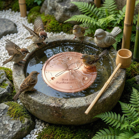 KraAra birdbath disk facilitates easy routine water care.