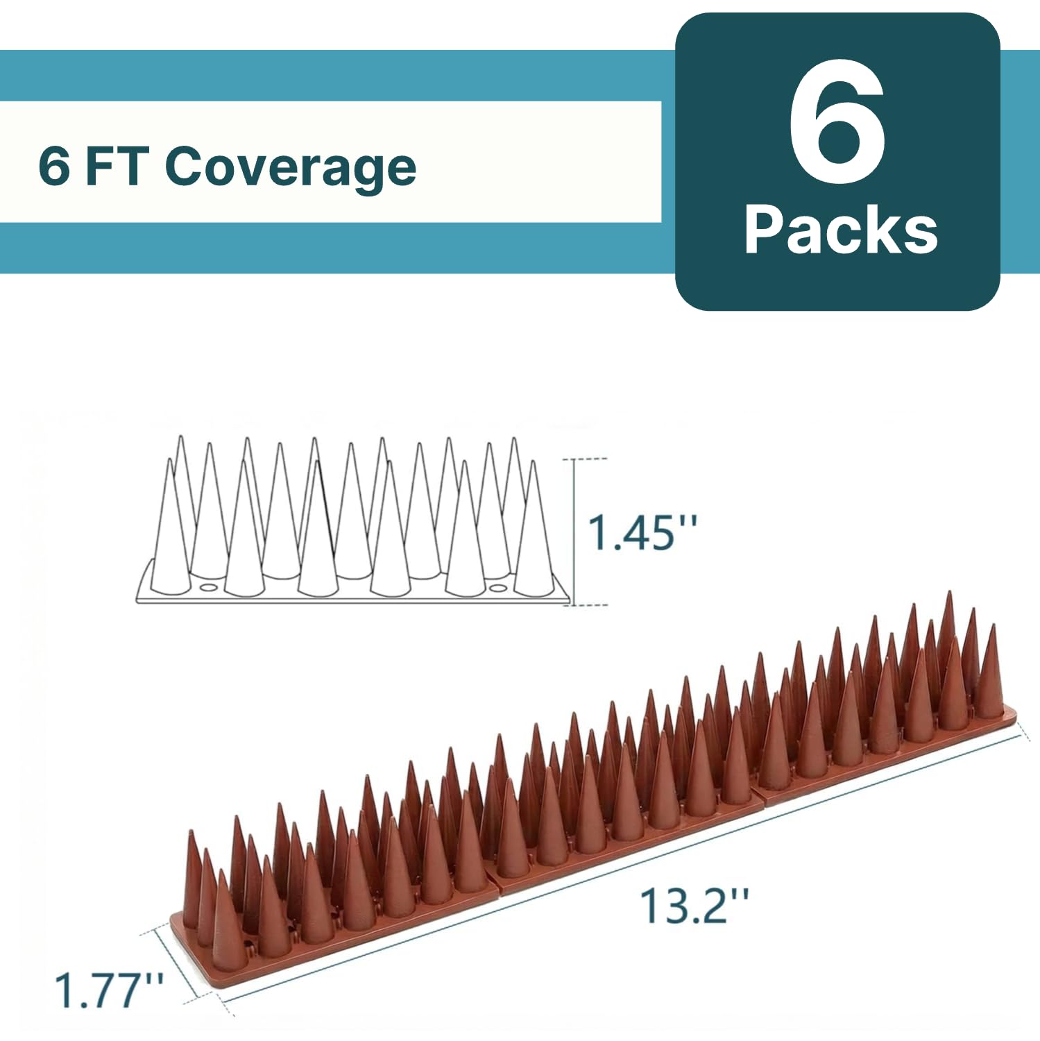 KraAra 6-pack brown spike strips cover ledges and railings effectively