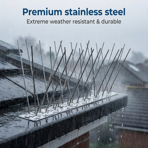 KraAra weatherproof stainless spikes withstands rain and cold years of use.