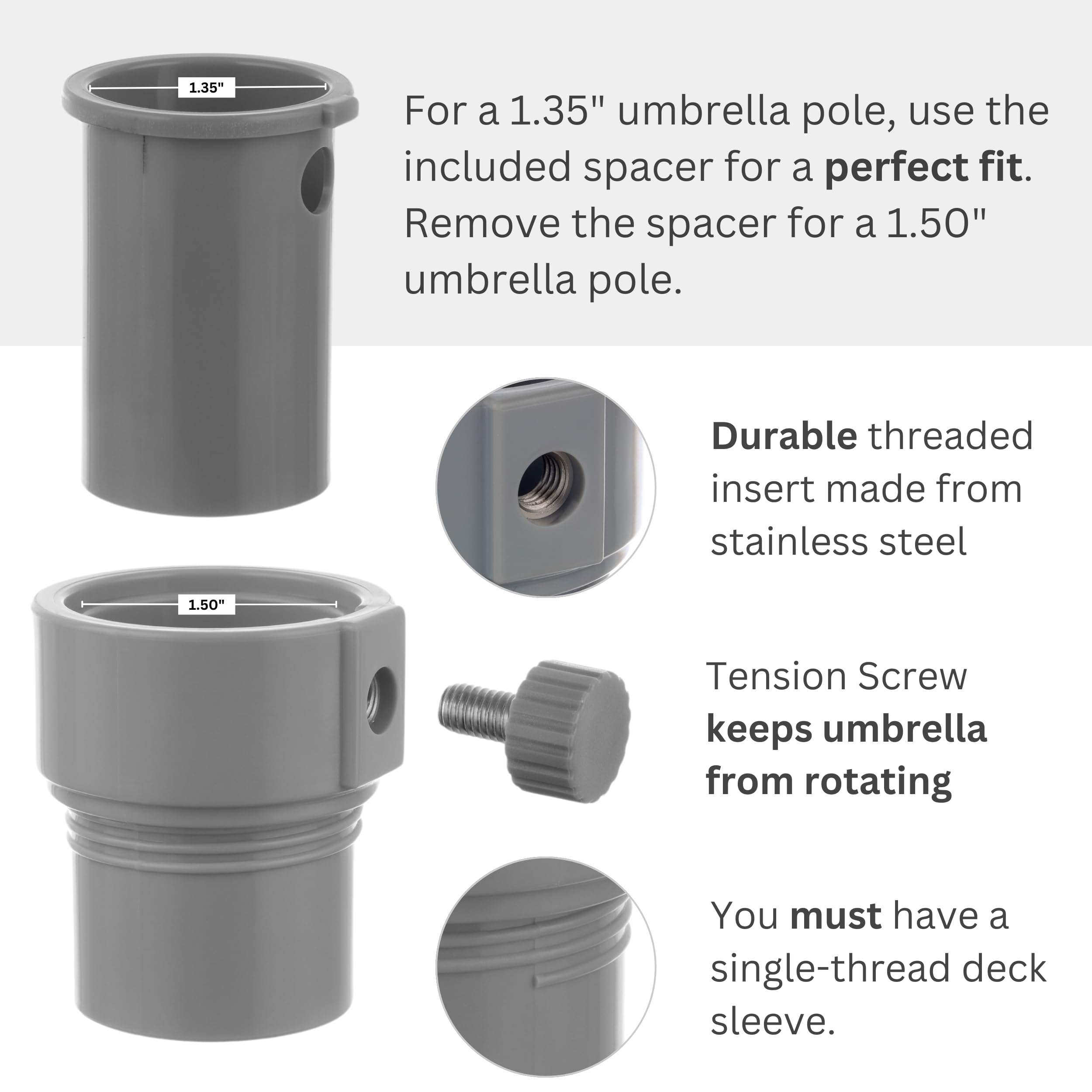 Kraemer Plastics insert for 1.35 inch poles expands compatibility with existing setups
