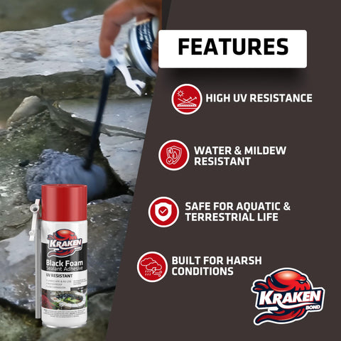Kraken Bond black foam waterfall seal for seamless integration and gap filling.