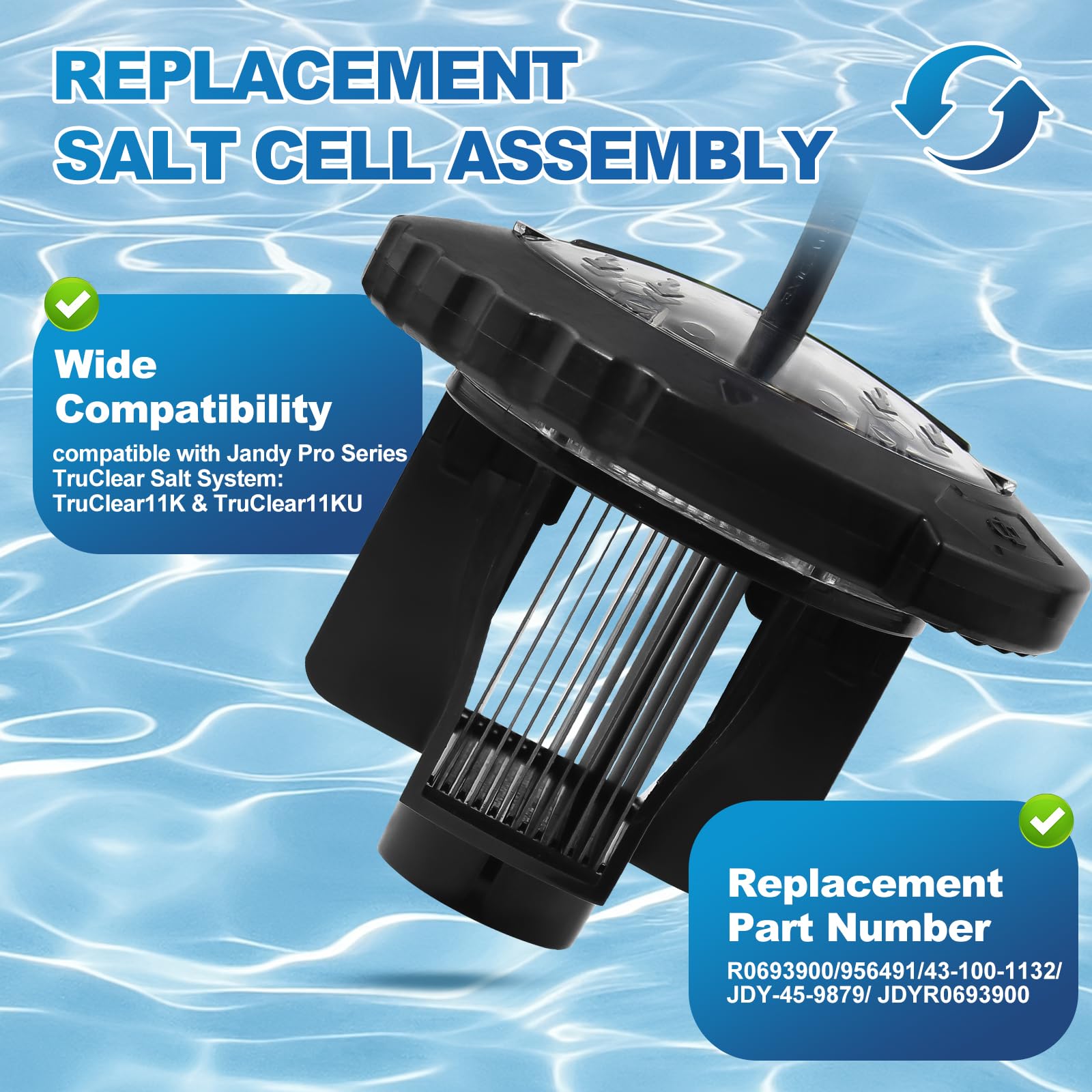 Durable titanium plate in Kregoem salt cell for corrosion resistance and longevity.