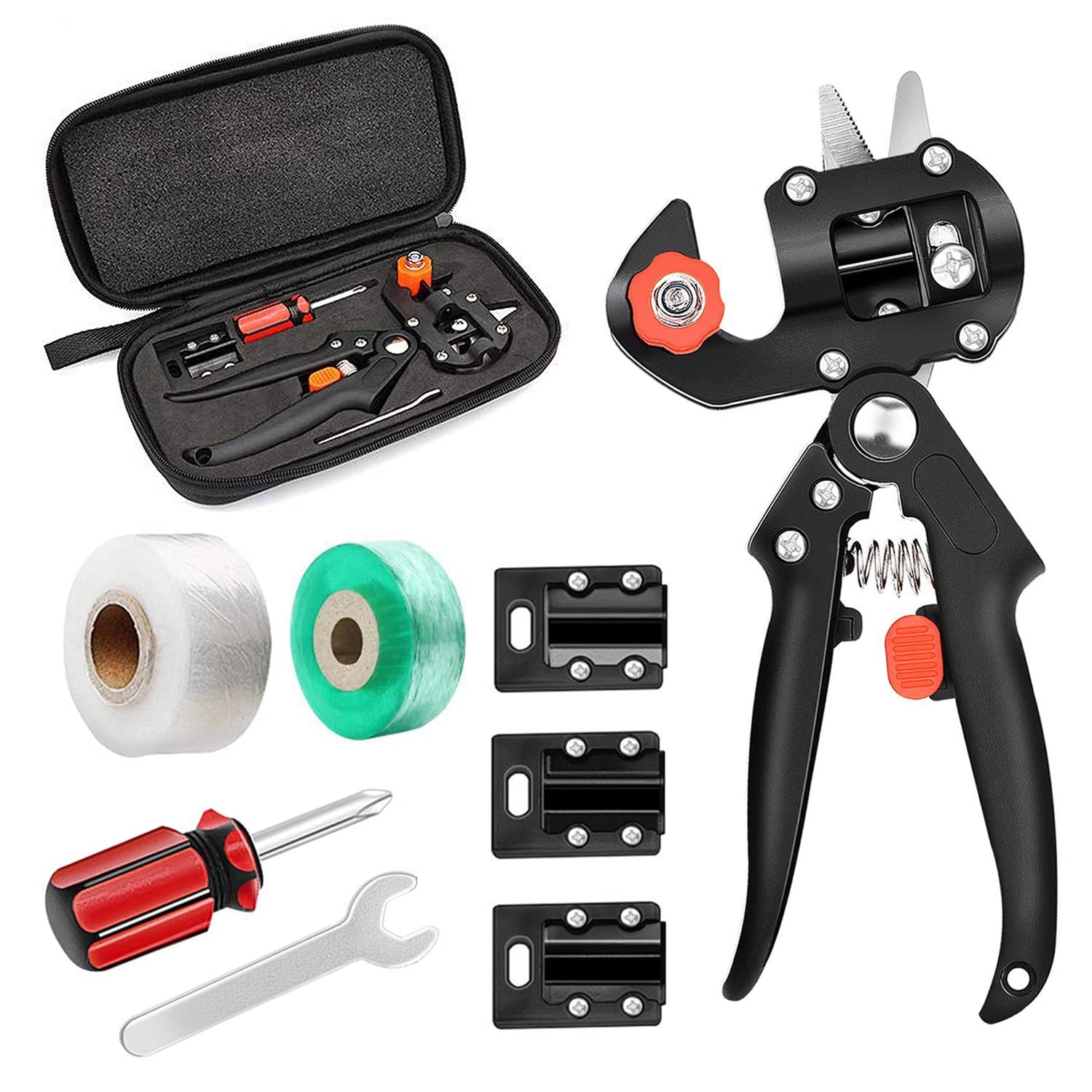 KREWEY 2-in-1 grafting tools set ready for pruning and grafting tasks.