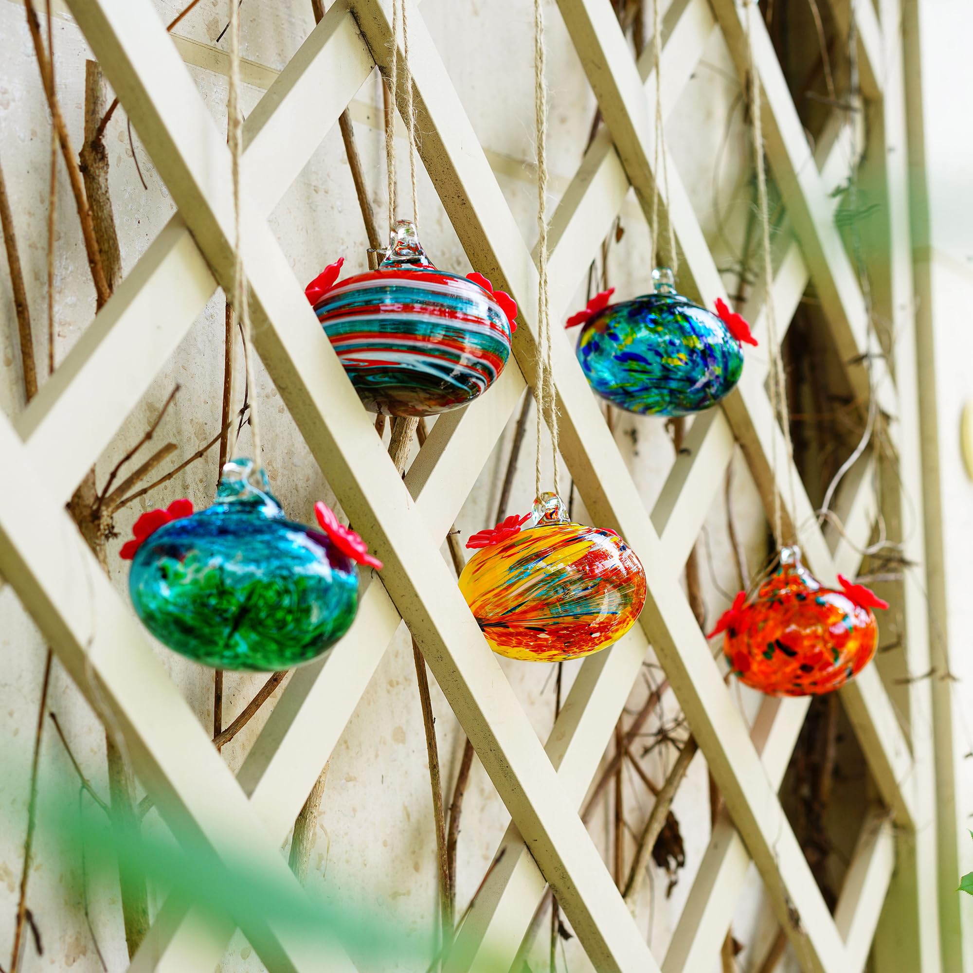 KRISININE ball shaped glass hummingbird feeder bright focal point