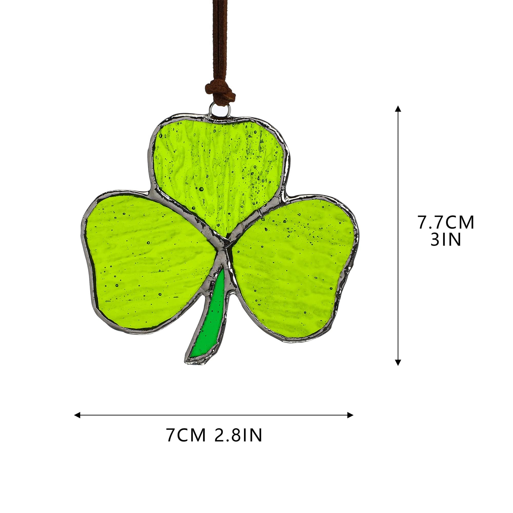KRISININE green stained glass shamrock adds festive St. Patrick's Day flair.