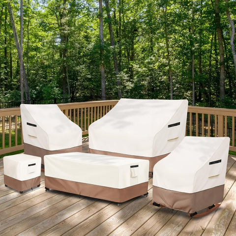 Krismile cover with adjustable straps secures the chair in windy weather.