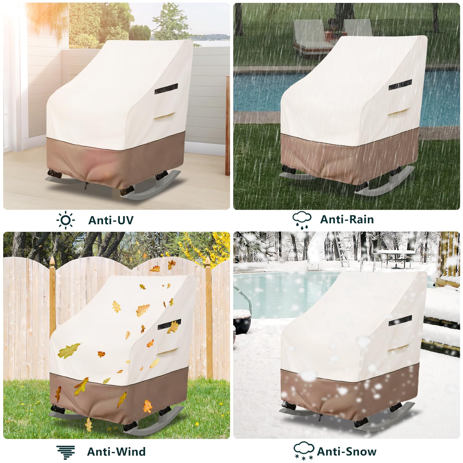 Krismile two-pack cover set protects two chairs with durable construction.