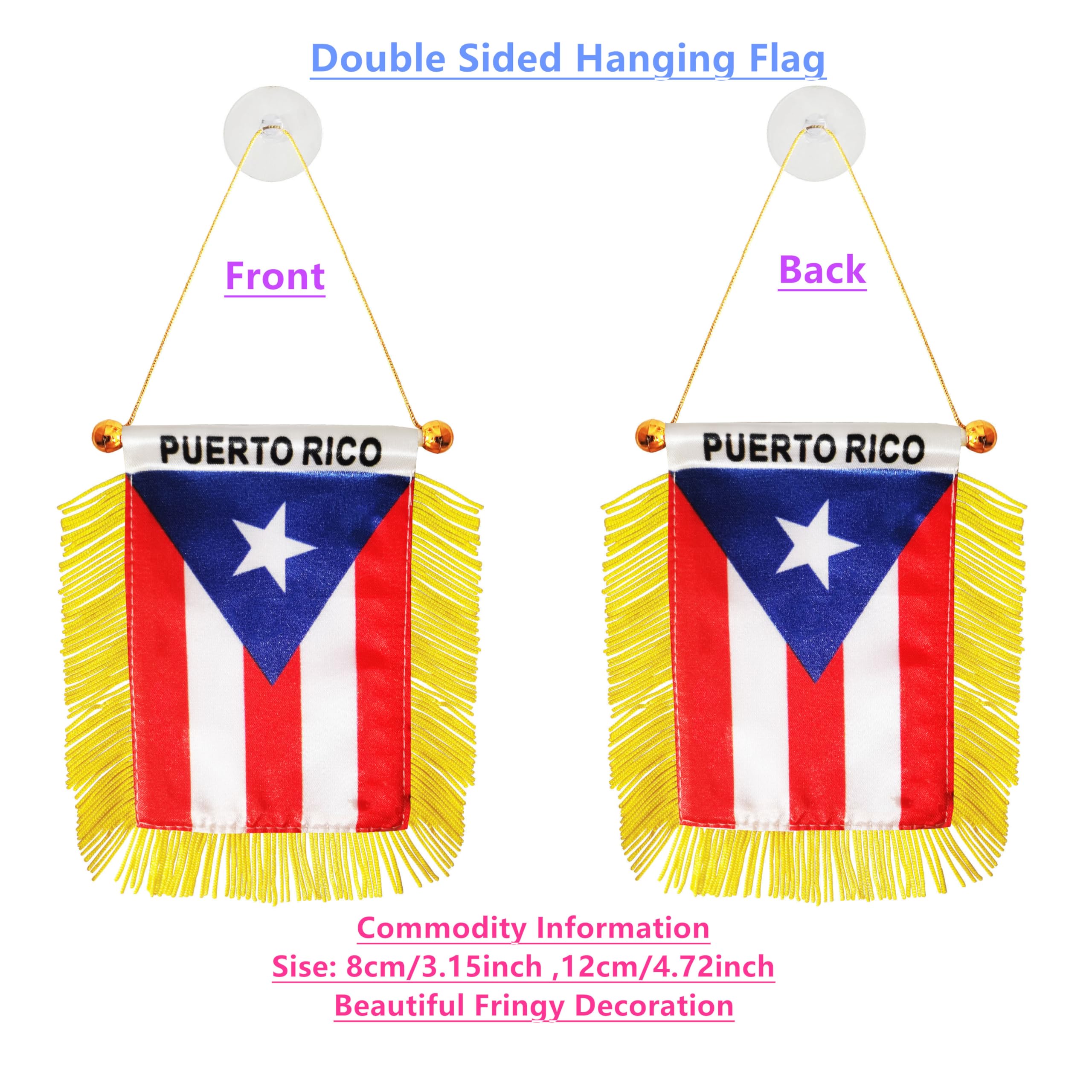 Krmkot Puerto Rico flag with suction cup ideal for car dash or window display