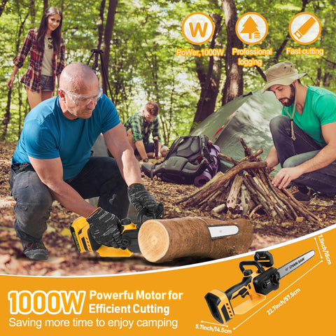 Krodrch 12-inch chainsaw cutting wood and vines with control