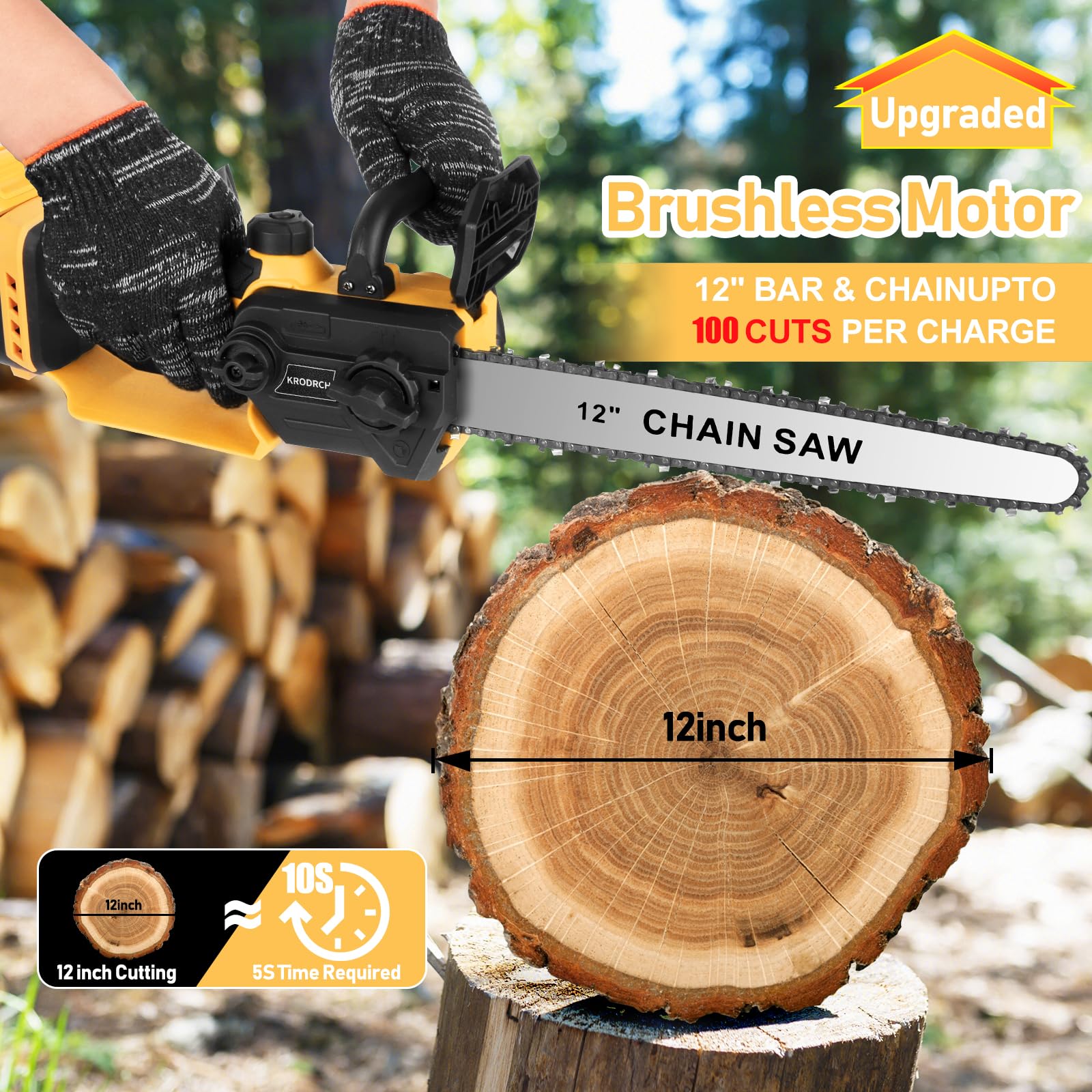 Krodrch 12-inch compact chainsaw ideal for pruning
