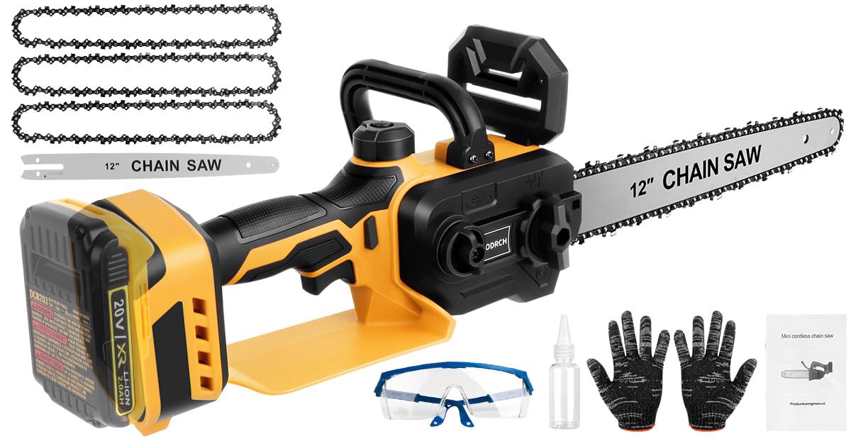 Krodrch mini chainsaw 12-inch front view for precise trimming