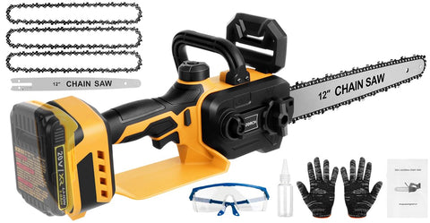 Krodrch mini chainsaw 12-inch front view for precise trimming