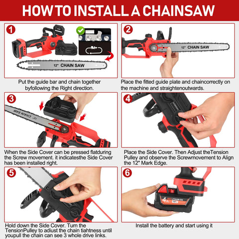 Krodrch Mini Chainsaw 12in bar ready for fast wood cutting