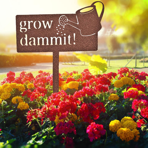 KRONLY metal garden stake close-up shows durable, weatherproof finish for outdoor use.