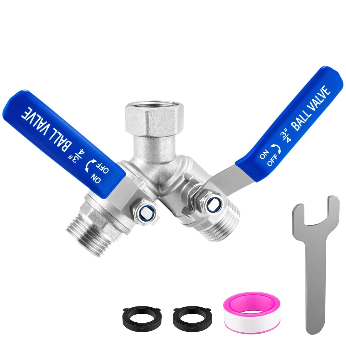 Kruuvax 304 stainless steel hose splitter with 2-way design for leak-free water distribution.