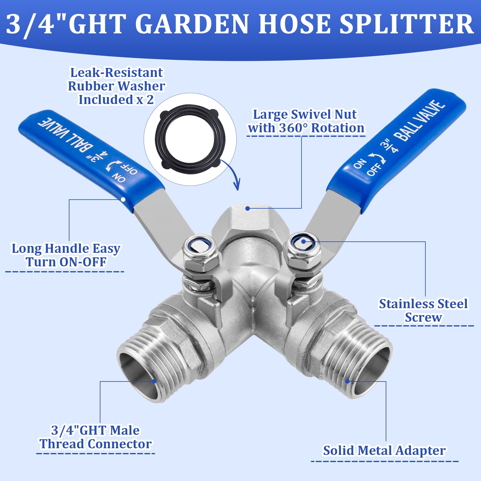 Kruuvax ergonomic blue-handled splitter for easy grip and precise flow control.
