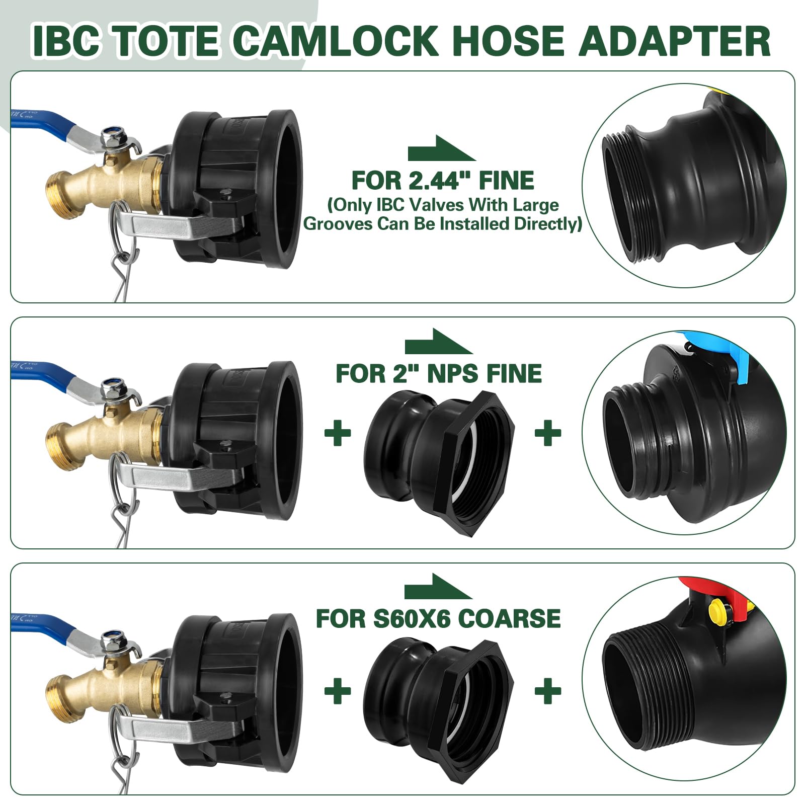 2-inch coarse-thread adapter ensures versatile IBC compatibility