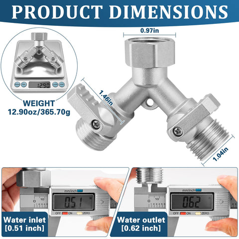 Kruuvax stainless steel hose splitter with ergonomic handle for comfortable operation.
