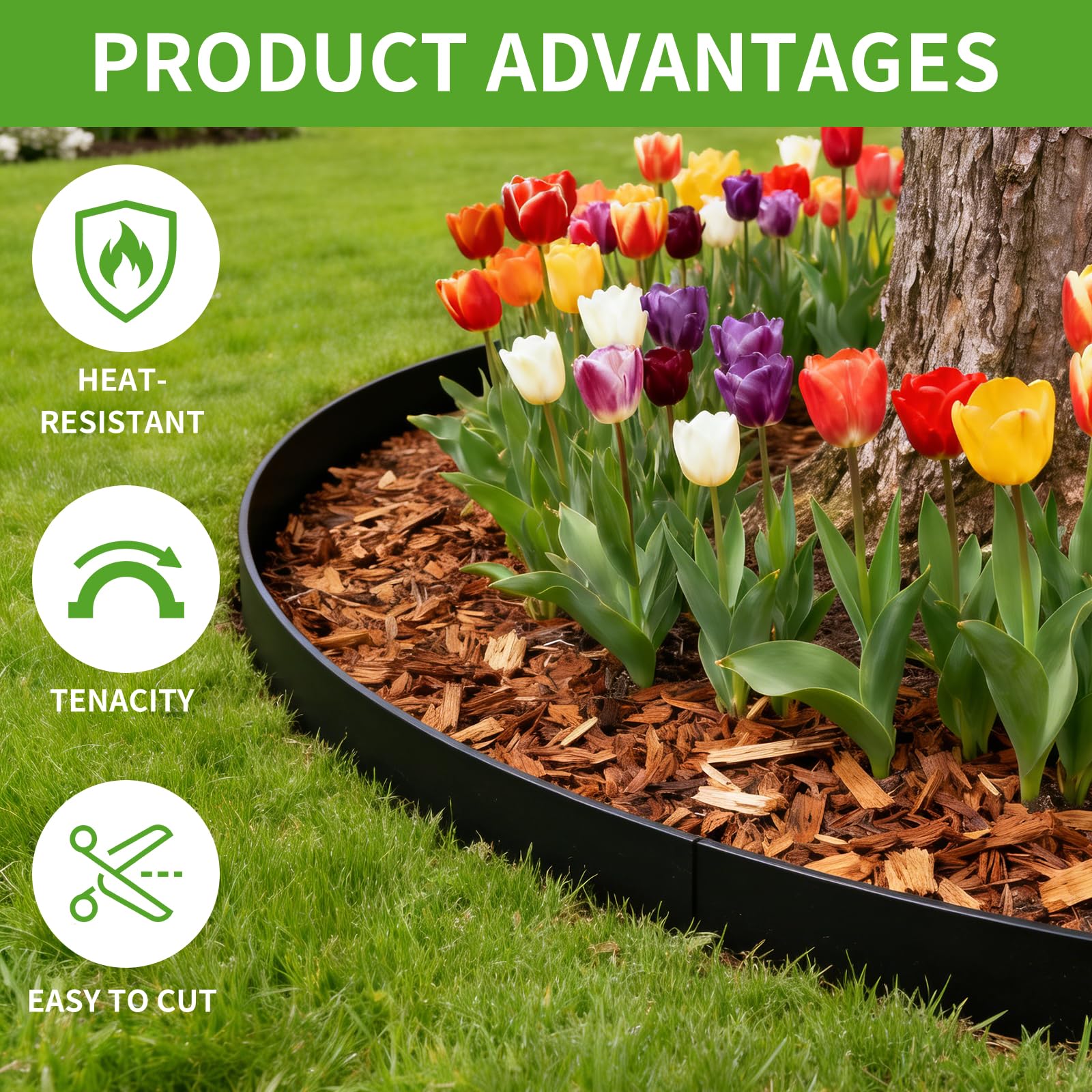 Kryonix lawn border installs with stakes for tidy, stable borders.