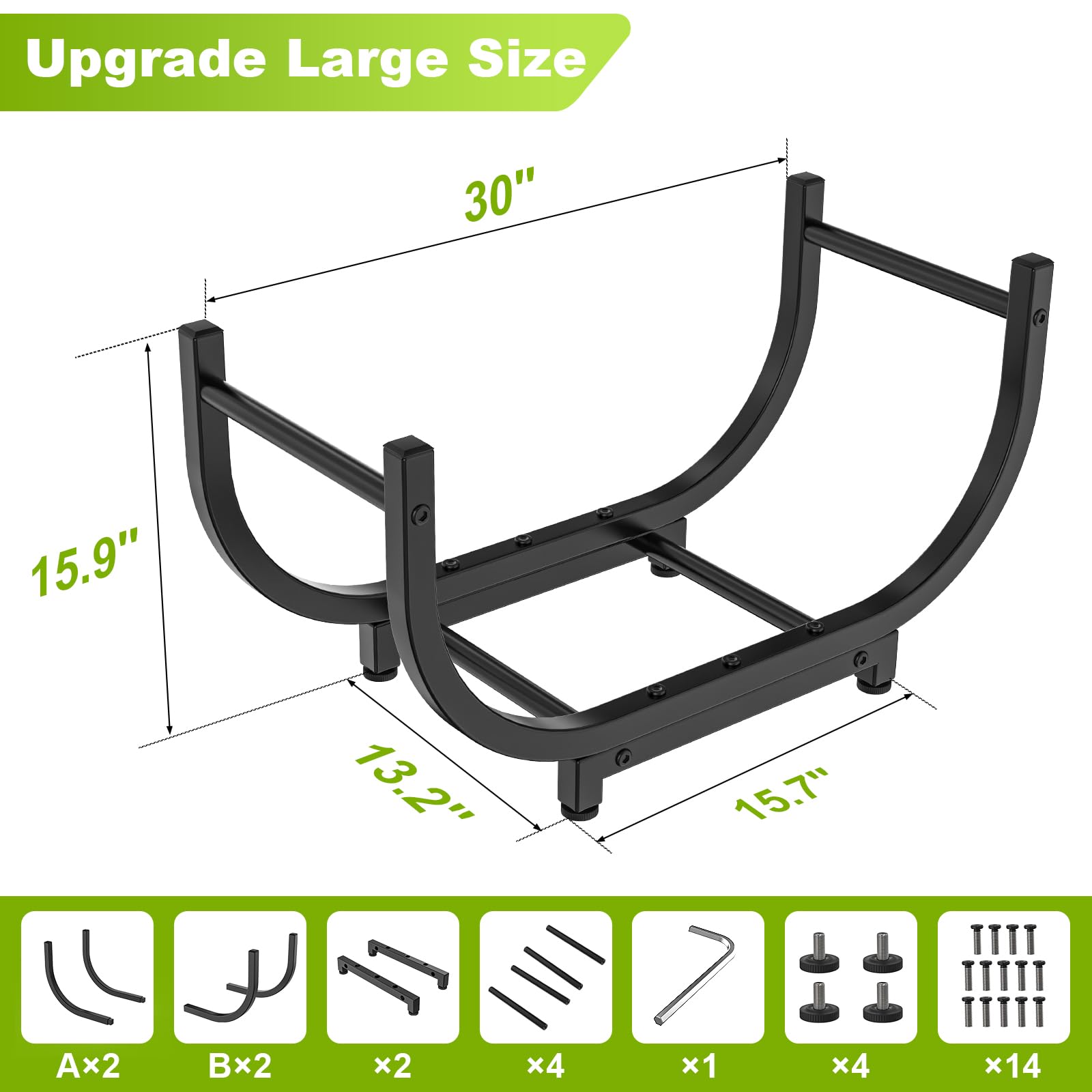 KRZKRZ firewood rack ergonomic-design highlights curved supports and easy handling.