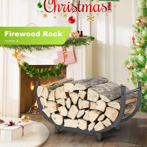 KRZKRZ firewood rack side view showcases a stable frame with ample capacity.