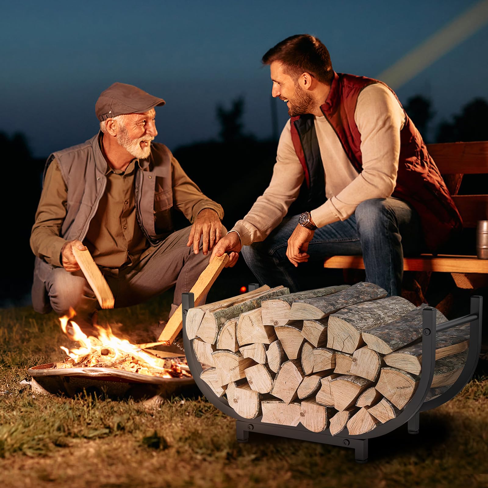 KRZKRZ firewood rack u-shaped-design adds stylish fireplace-side appeal.