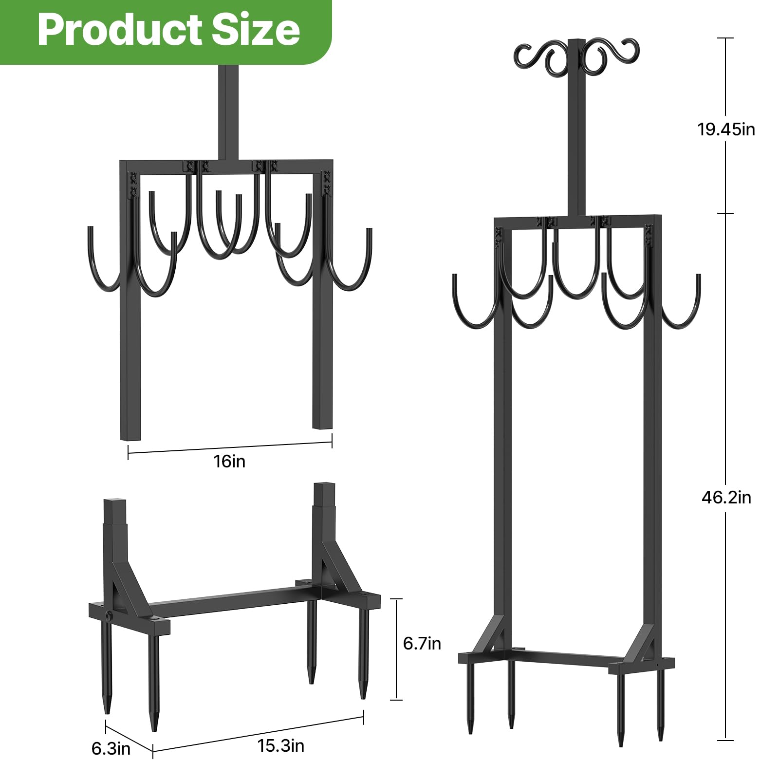 KRZKRZ stable 8-inch base provides solid support for hose storage.