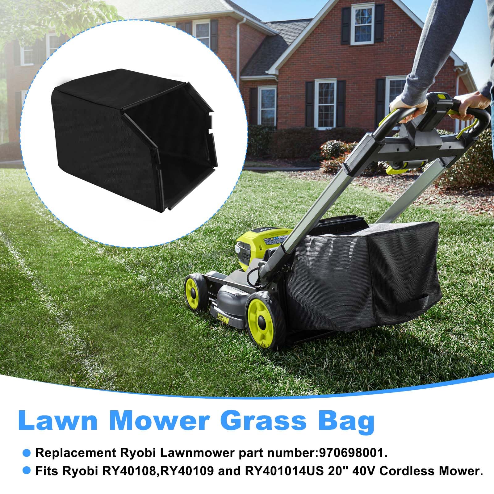 Kscjdg bag compatible with Ryobi RY40108 and RY40109 for clean yard work.