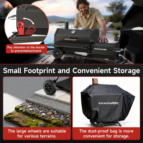 KScocinaBBQ backyard tailgate uses a compact, ready-to-use design.