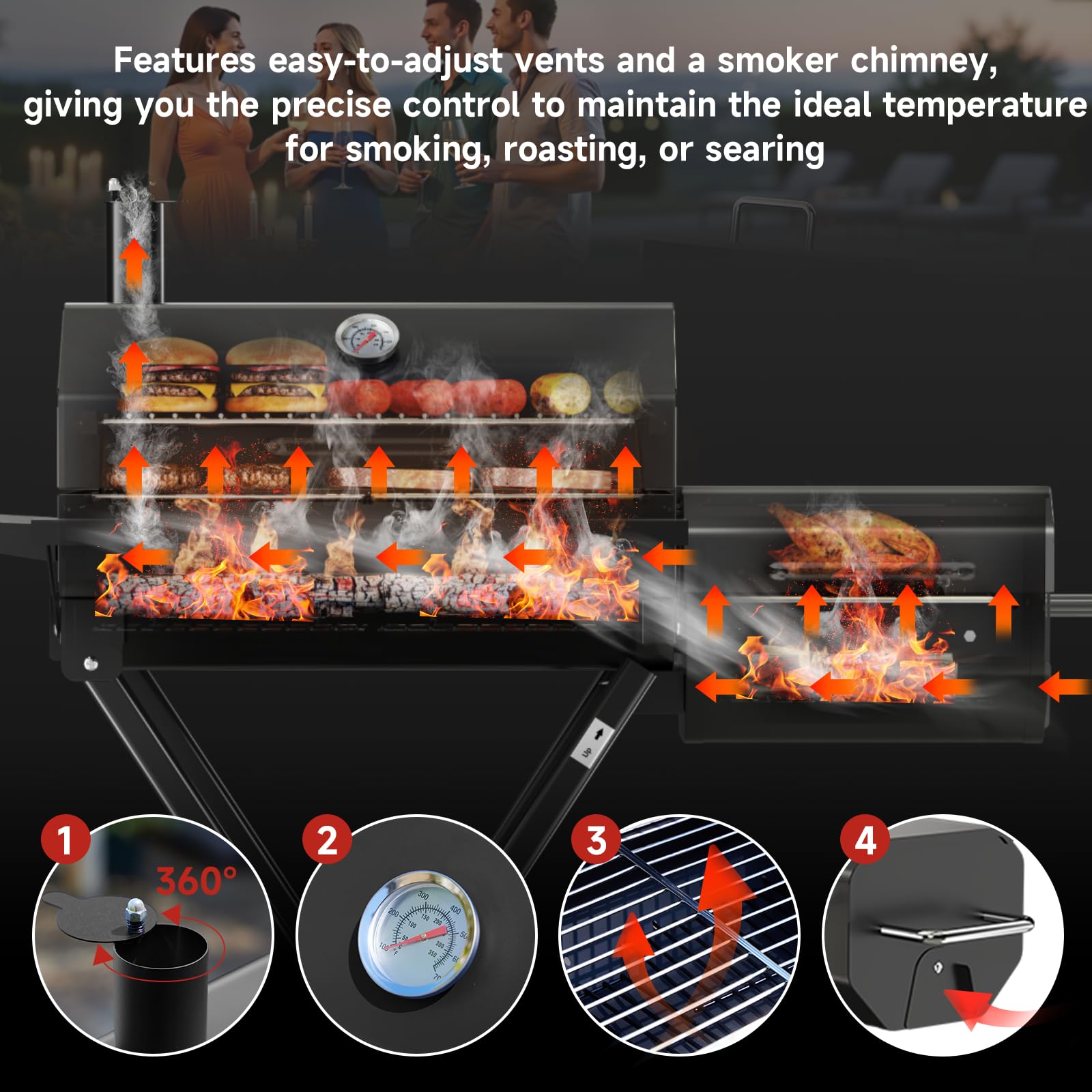 KScocinaBBQ portable grill on wheels enables easy movement to outdoor spots.