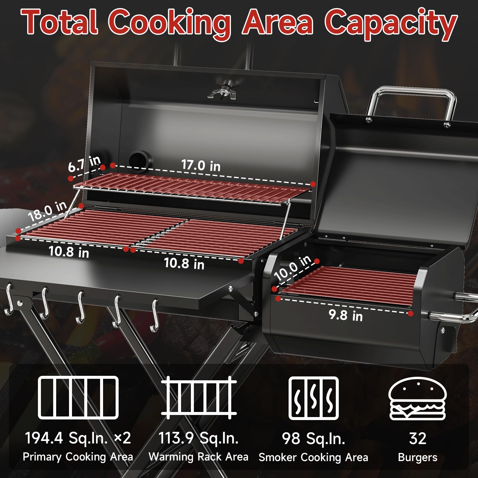 KScocinaBBQ built-in shelves and rack keep tools organized.
