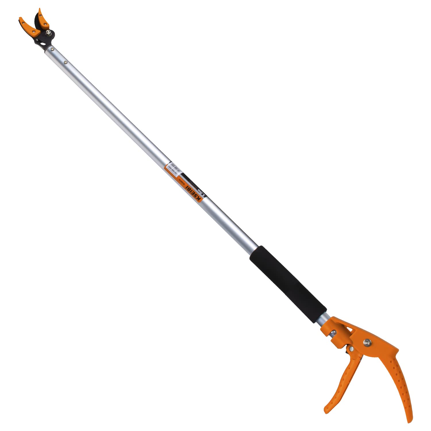 KSEIBI 143010 Long Reach Pruner in use, showcasing lightweight aluminum for easy pruning from a distance.