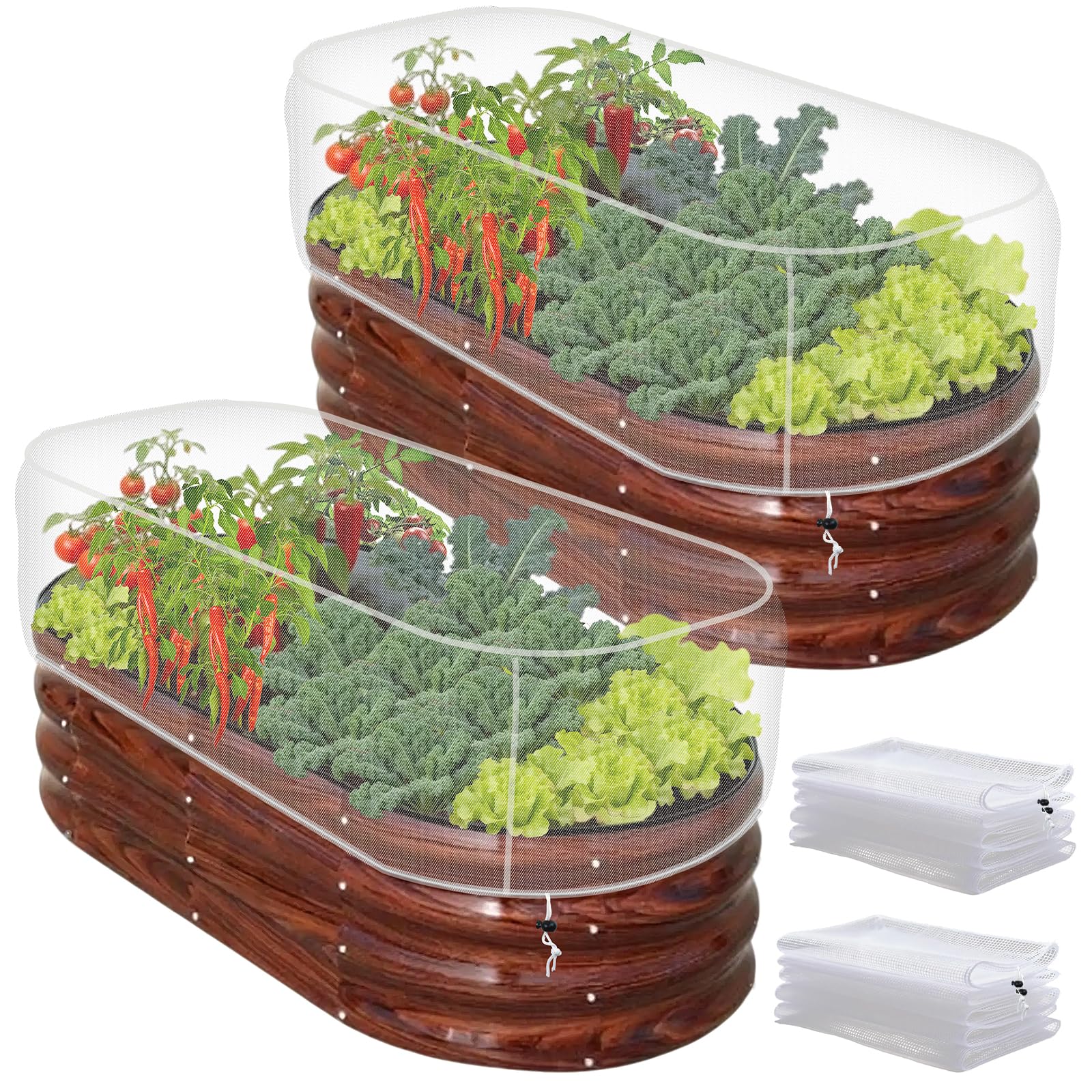 KSFTWUSOL garden netting 4x8 drawstring close-up protects plants while allowing sun.