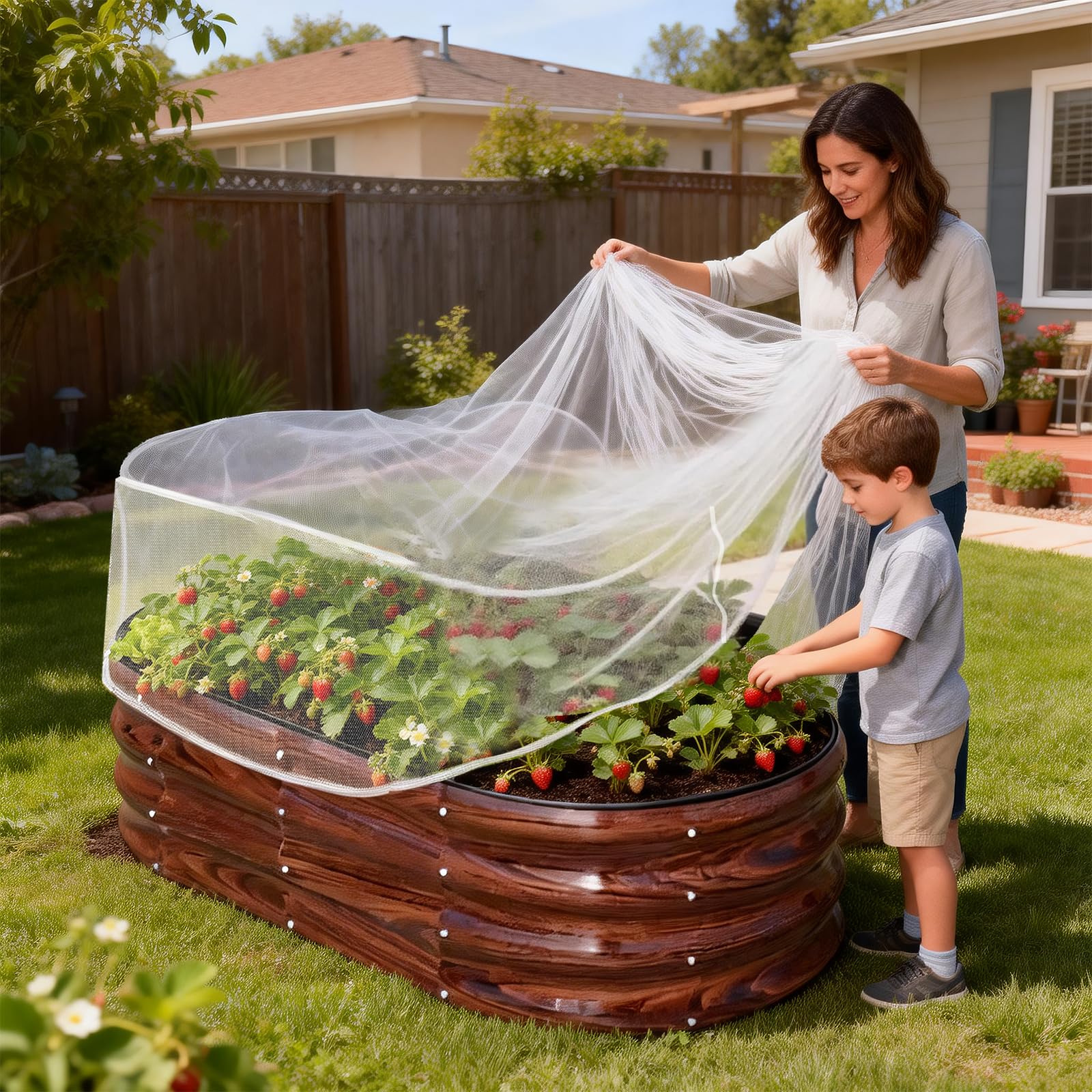 KSFTWUSOL patio garden setup protects container plants on balconies.