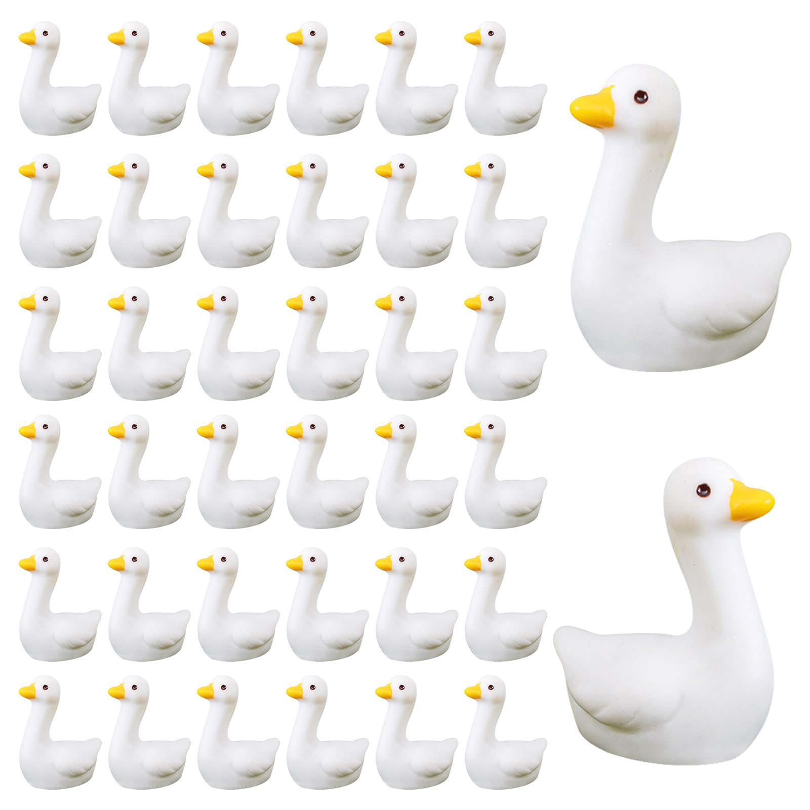 Ksheria mini goose figurine with glossy white body for desk decor and whimsy