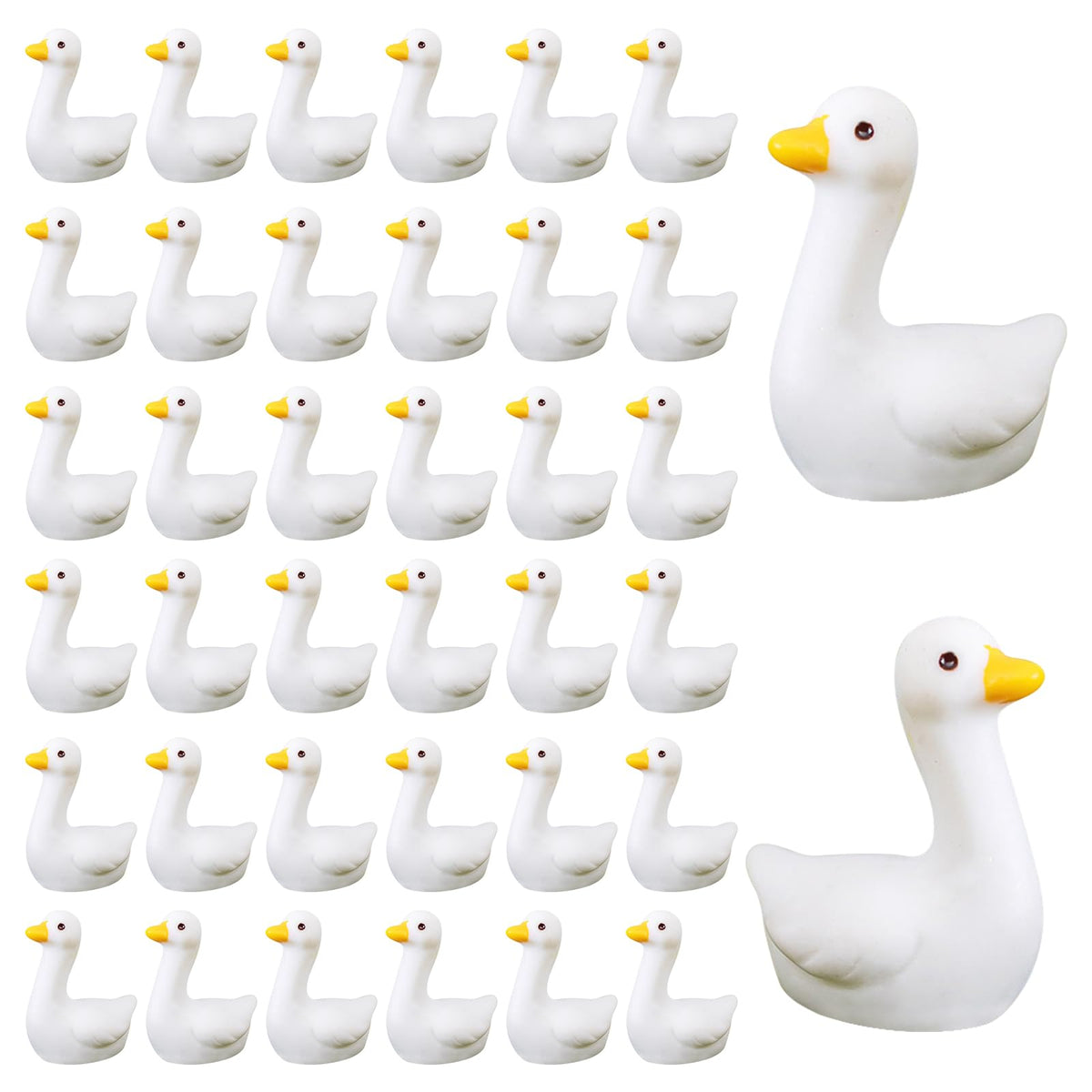 Ksheria mini goose figurine with glossy white body for desk decor and whimsy