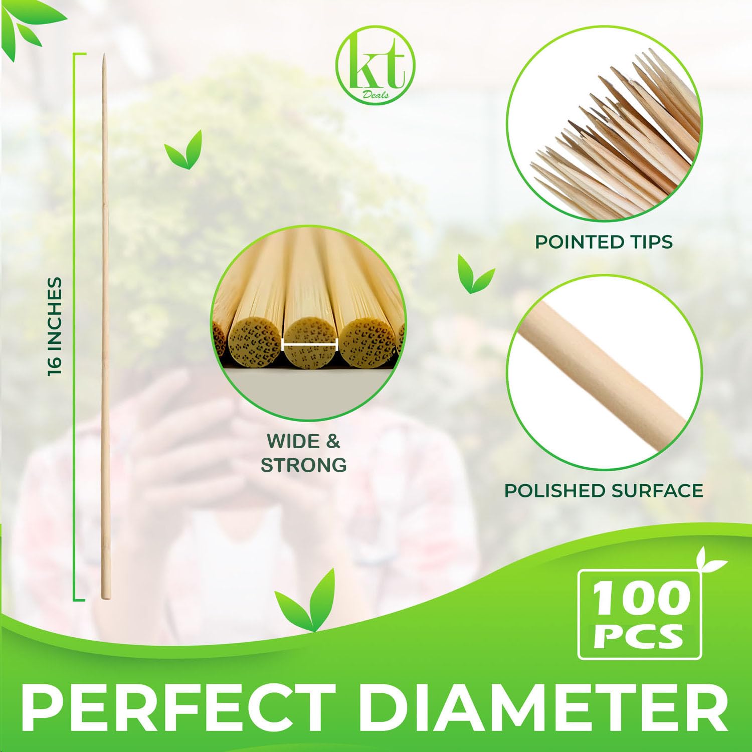 KT Deals bamboo stake supports tomatoes and beans for steady growth.