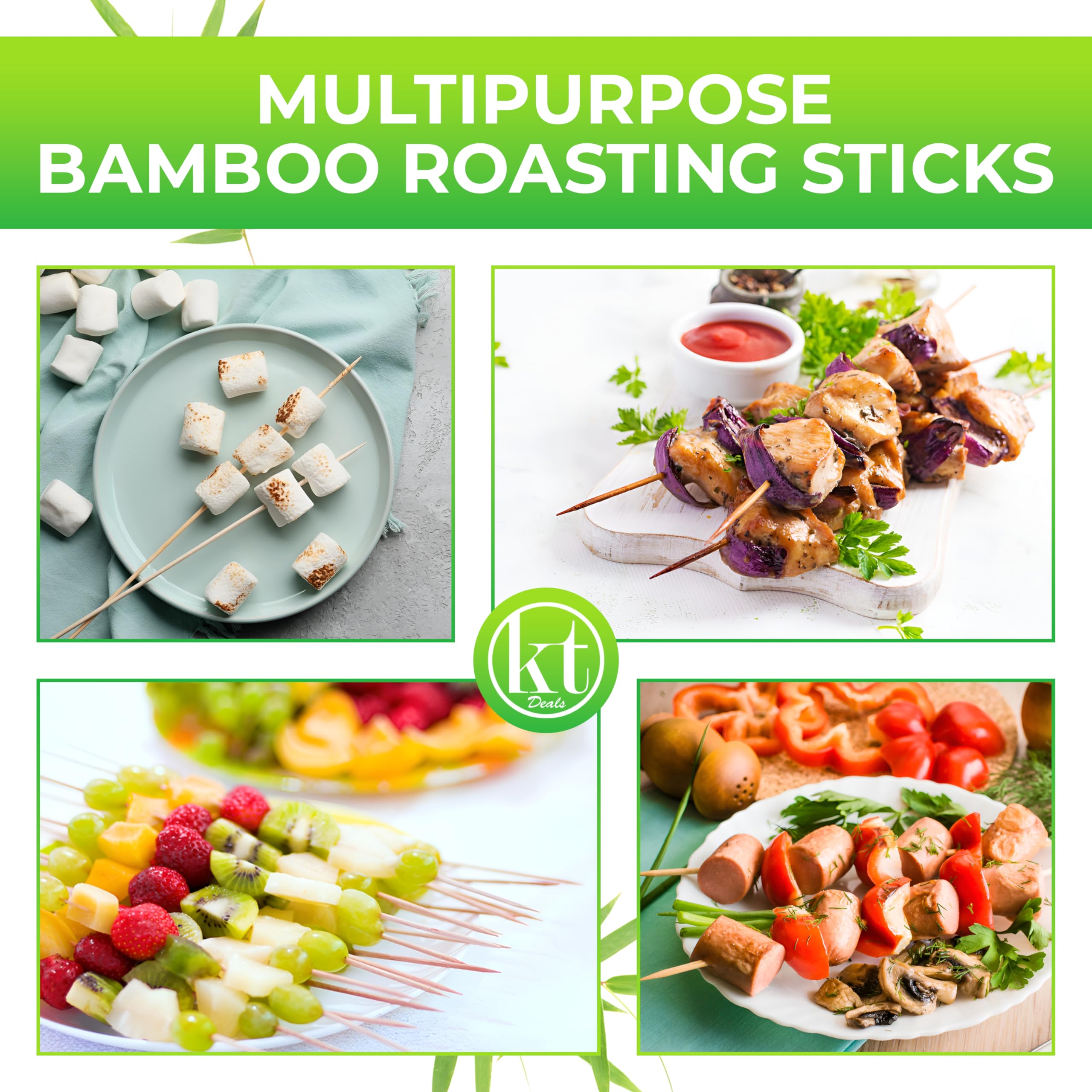KT Deals natural bamboo skewers offer eco friendly, convenient cooking and serving.