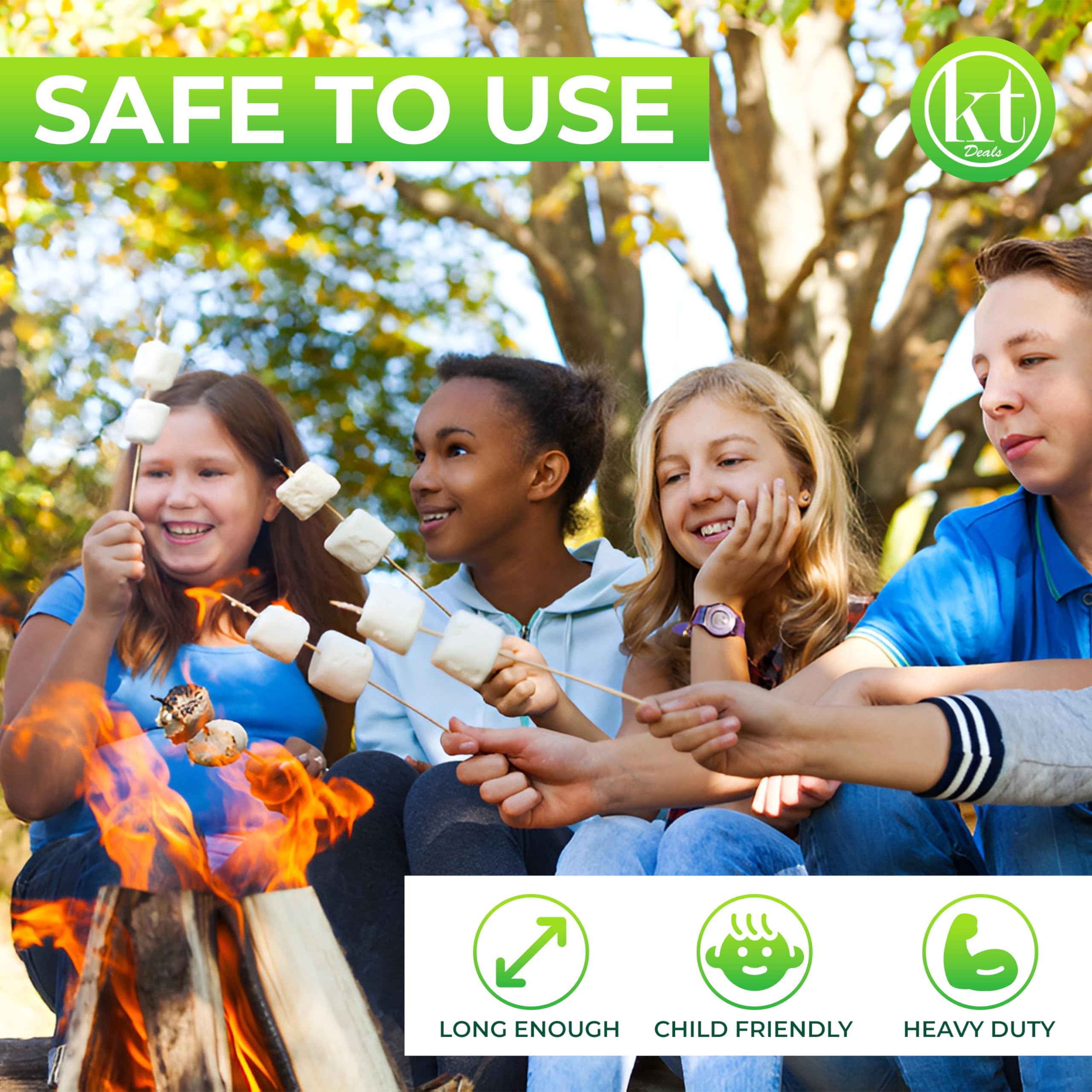 KT Deals natural bamboo wooden sticks for eco-friendly cooking and crafts