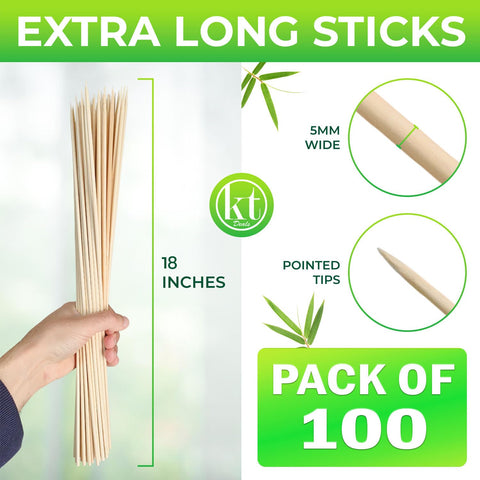 KT Deals wooden kebab sticks, 4mm diameter, sturdy for kabobs and fruit skewers.