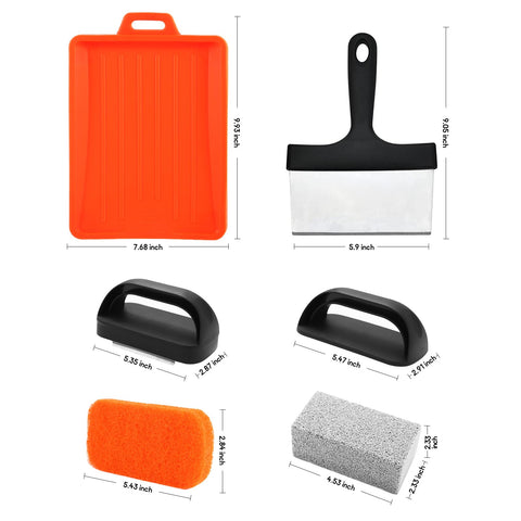 KTUOPEE grill bricks with handle for safe, residue-free griddle cleaning.
